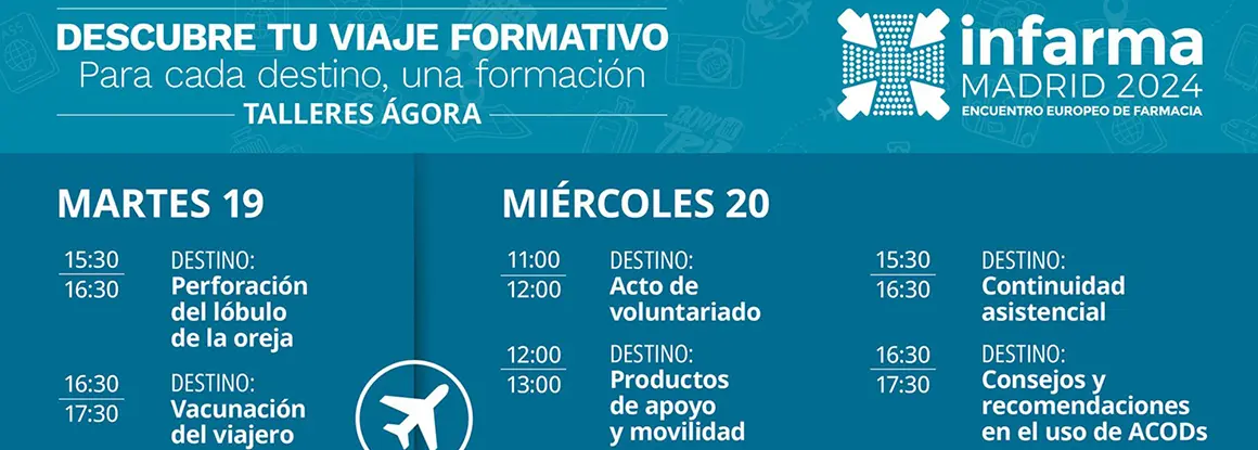 Ágora Sanitaria propone nueve ‘destinos’ formativos en ‘Infarma Madrid 2024’