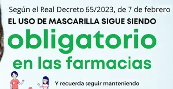 El uso de mascarilla sigue siendo obligatorio en las farmacias