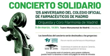 Farmacéuticos y ciudadanos celebran hoy el 'Concierto Solidario 125 Aniversario’ del COFM