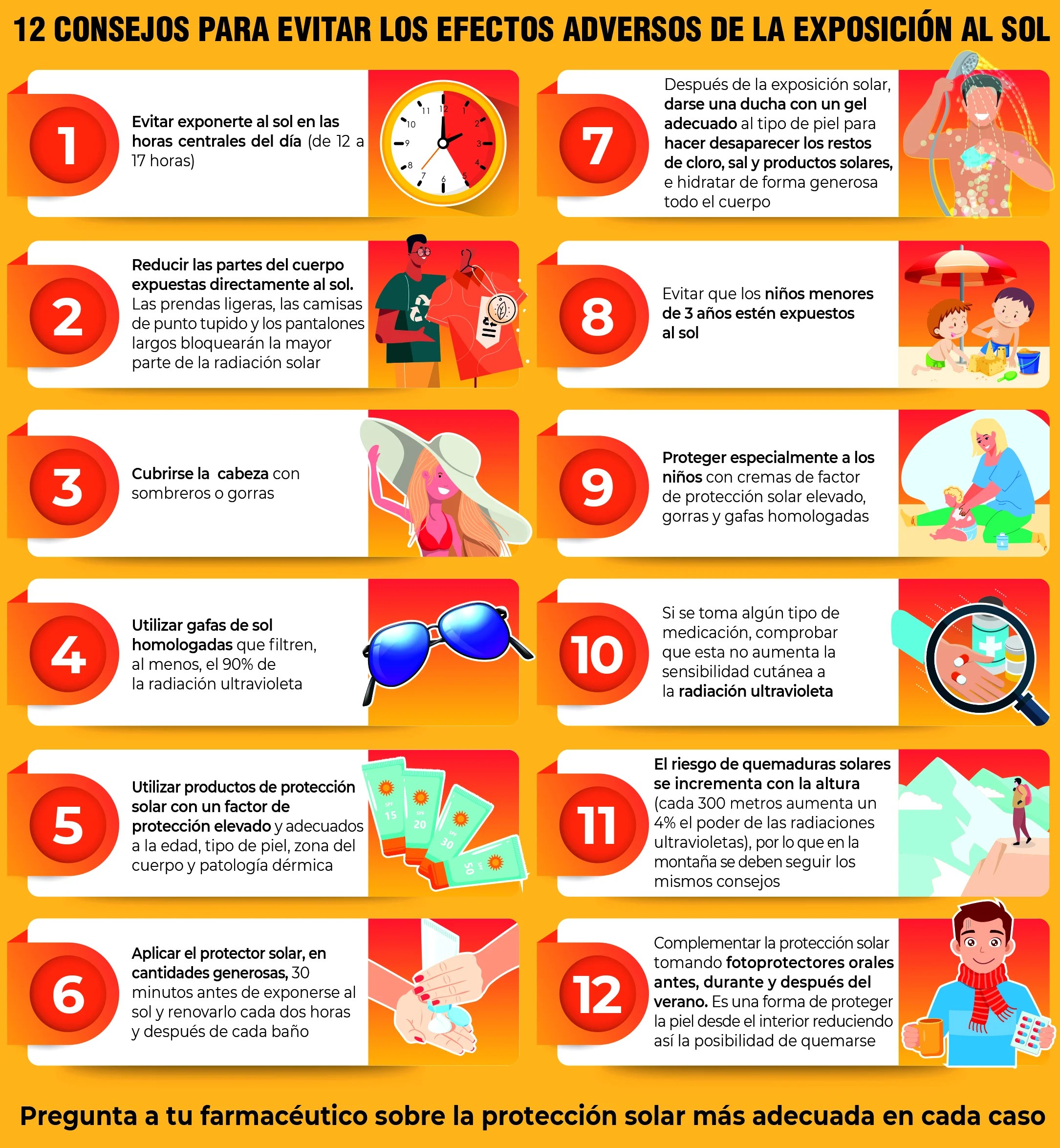12 consejos para evitar los efectos adversos de la exposición al sol