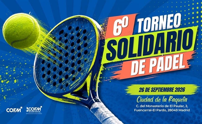 Abierta la inscripción en la 6ª edición del Torneo Solidario de Pádel del COFM